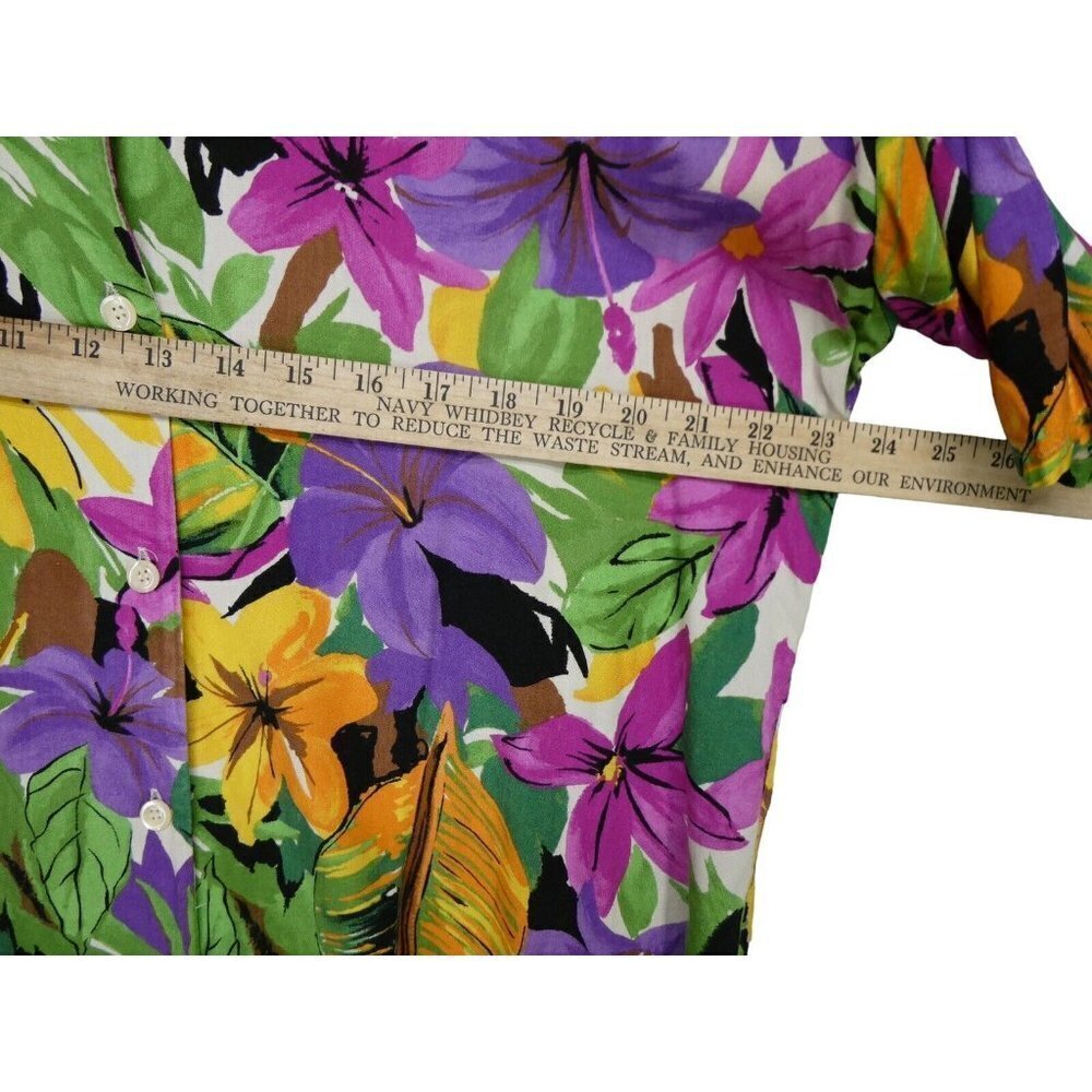 Vintage Pendleton Tall Size 16 Womens Hawaiian Shirt Colorful Purple Green - Picture 5 of 6